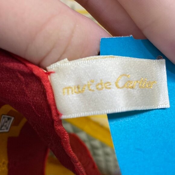 Must De Cartier Vintage Yellow & Orange Silk Scarf - Picture 4 of 5